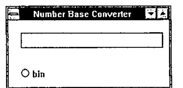 The Number Base Converter window with the edit box and a bin radio button