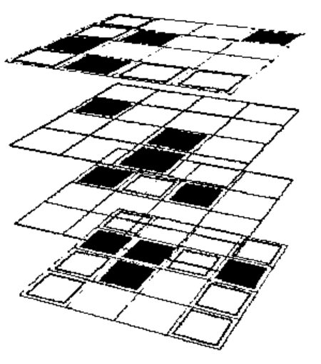 The cube as four stacked planes, with the X and O positions marked