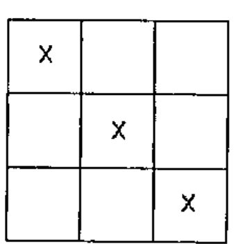 A 3 by 3 Tic-Tac-Toe board with X on the main diagonal