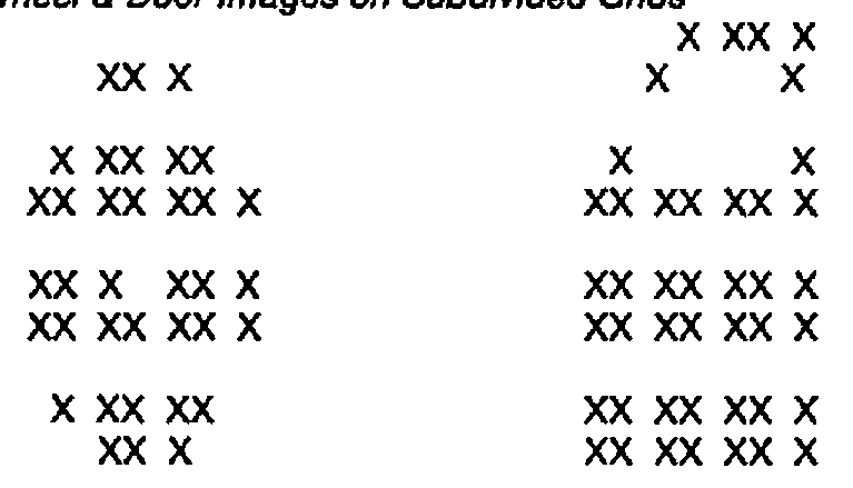 The wheel and door patterns of Figure 2, each split by spaces into 4×4 sub-grids of 2×2 cells