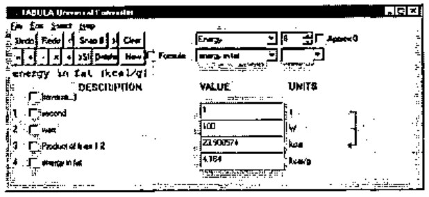 TABULA Universal Converter: line 4, energy in fat, kcal/g