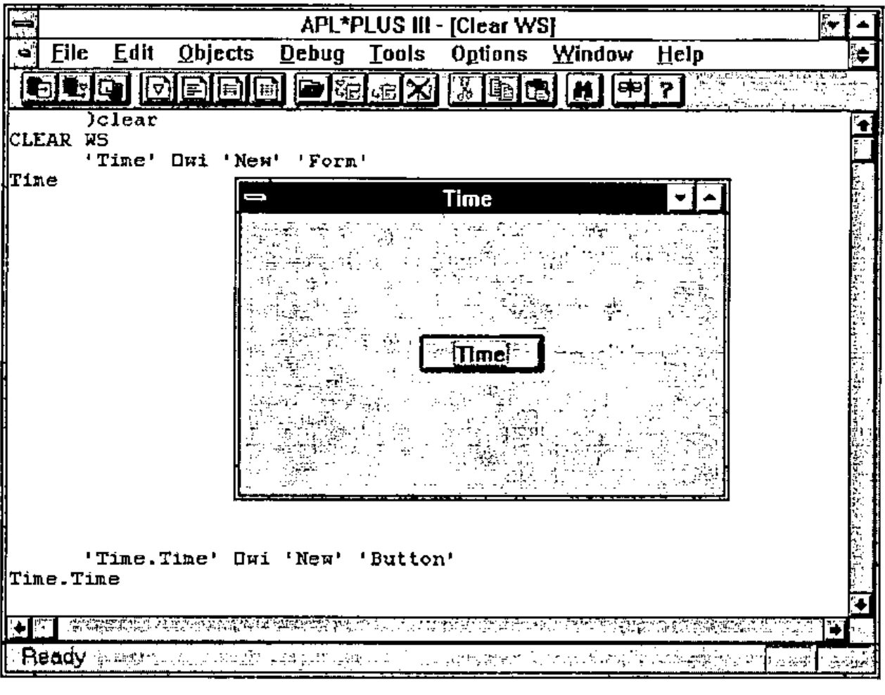 The Time window with a Time button in its centre