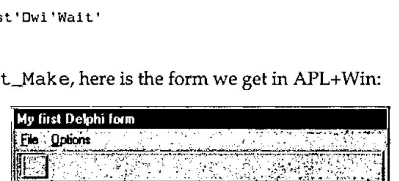 The same form recreated in APL+Win, with the same controls on a speckled background
