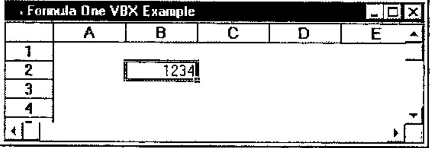 The grid with 1234 in the selected cell B2