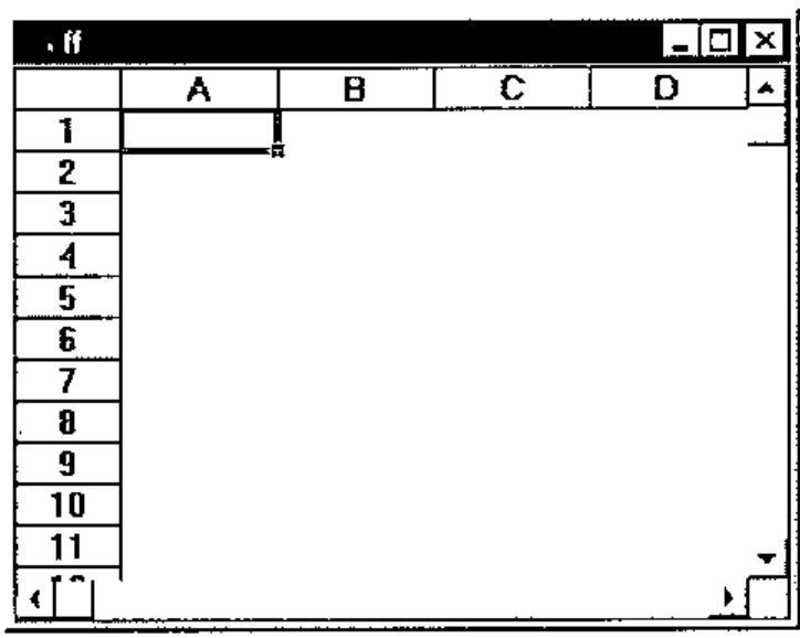 The form ff with the grid filling its client area: columns A to D, rows 1 to 11