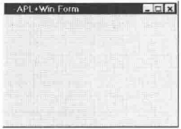An empty window captioned APL+Win Form