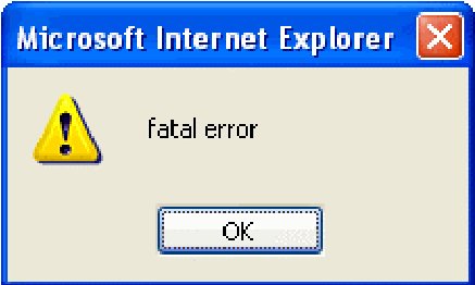 Microsoft Internet Explorer message box: fatal error