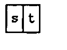 The hook displayed as two boxes, s and t