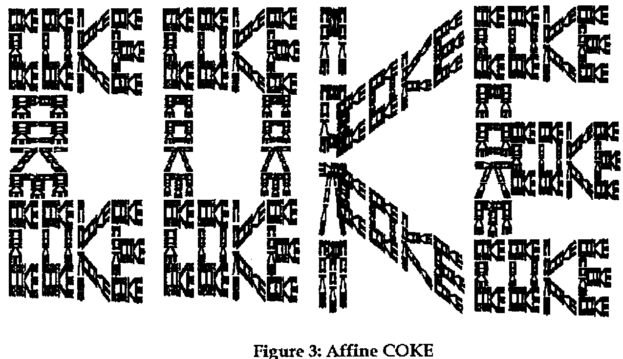 The word COKE in blocky letters, each letter made of smaller copies of the word COKE