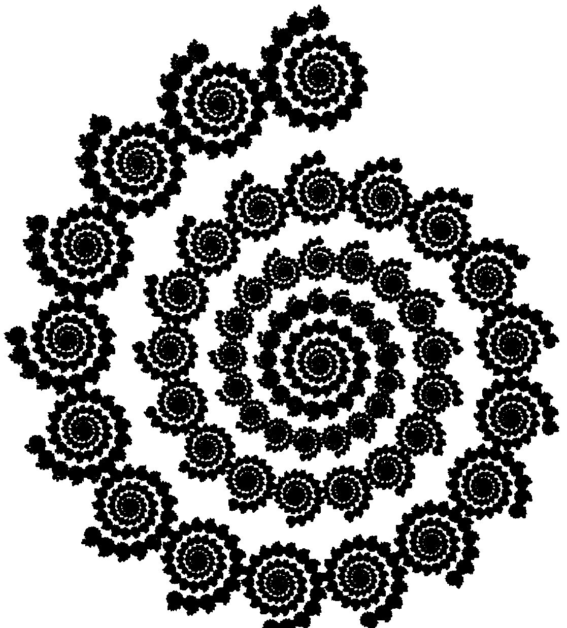 A spiral of spirals: small spiral rosettes arranged along a large spiral