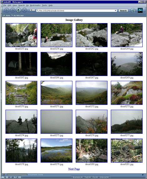 Screenshot of hiking photos
