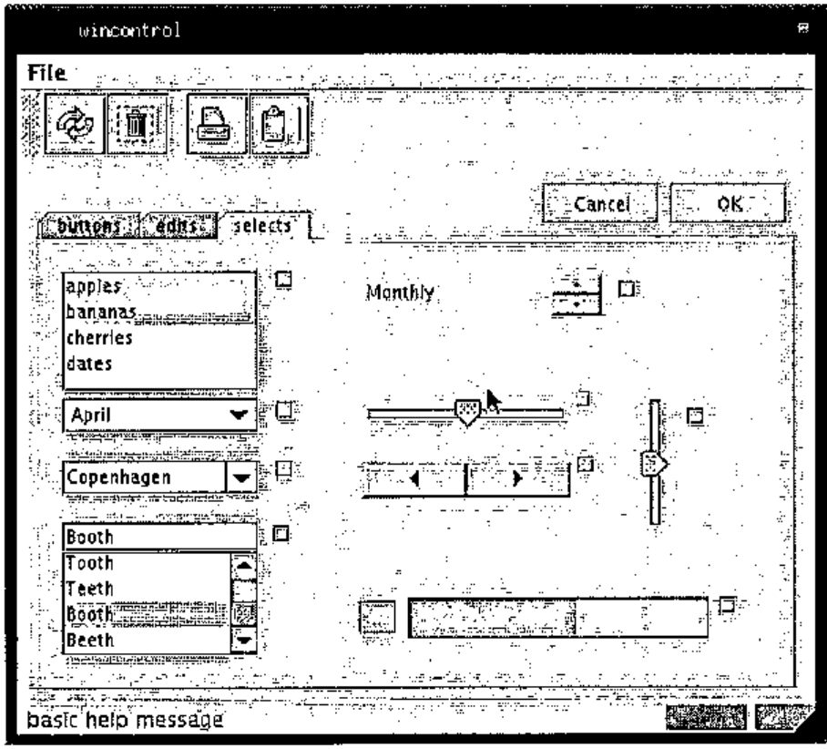 The Controls demo, which demonstrates the functionality of many of the controls J offers: the selects tab