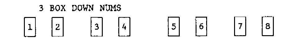 3 BOX DOWN NUMS: each number from 1 to 8 in its own small box