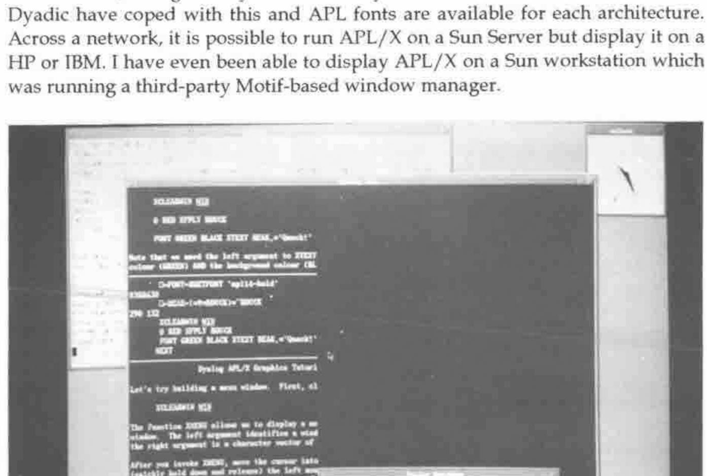 Figure 3: the XTUTOR graphics tutorial in a session window, and a graphics window showing the Dyadic duck