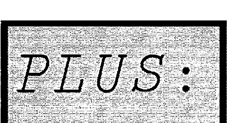 “PLUS: α+ω” set very large in the APL font, on a grey ground