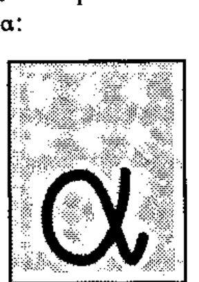 The APL alpha drawn by the ALPHA procedure, on a stippled background