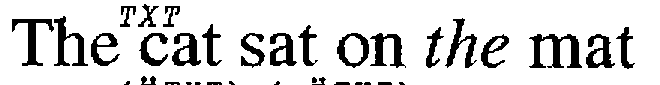 The cat sat on the mat, typeset, with “the” in italic