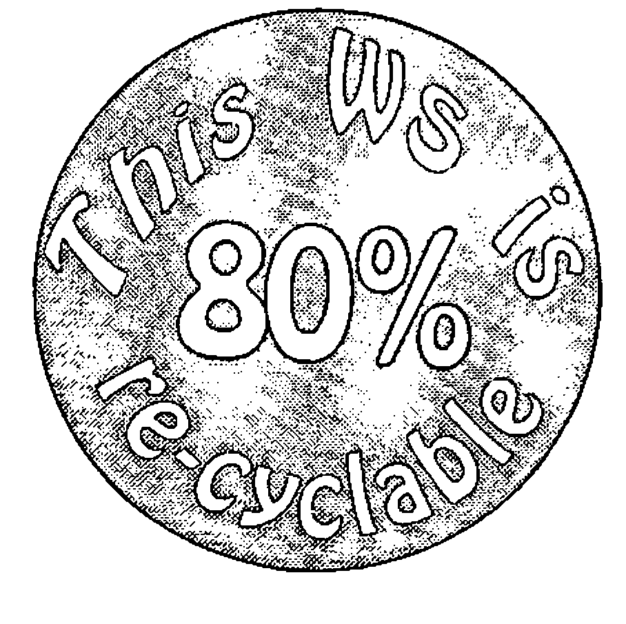 A round badge reading “This WS is 80% re-cyclable”