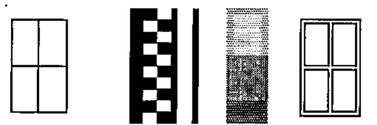 Samples of single and double box-drawing characters, and solid and shaded blocks