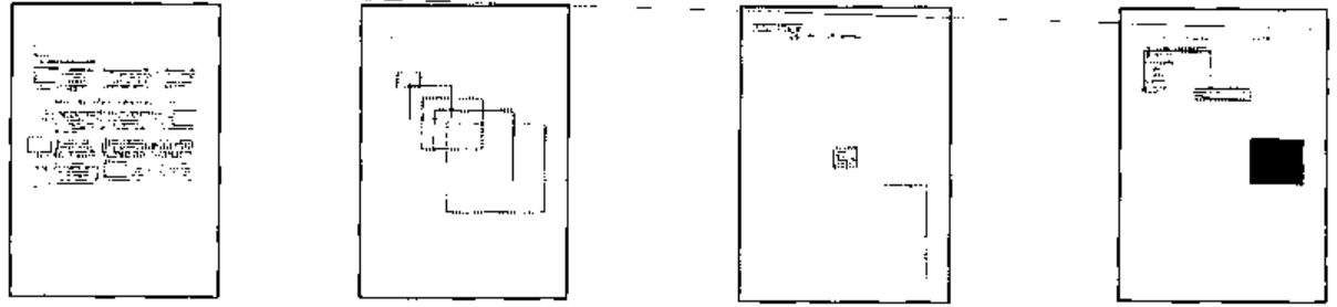 Thumbnails of four pages from the POSN sample, with boxes placed at various positions