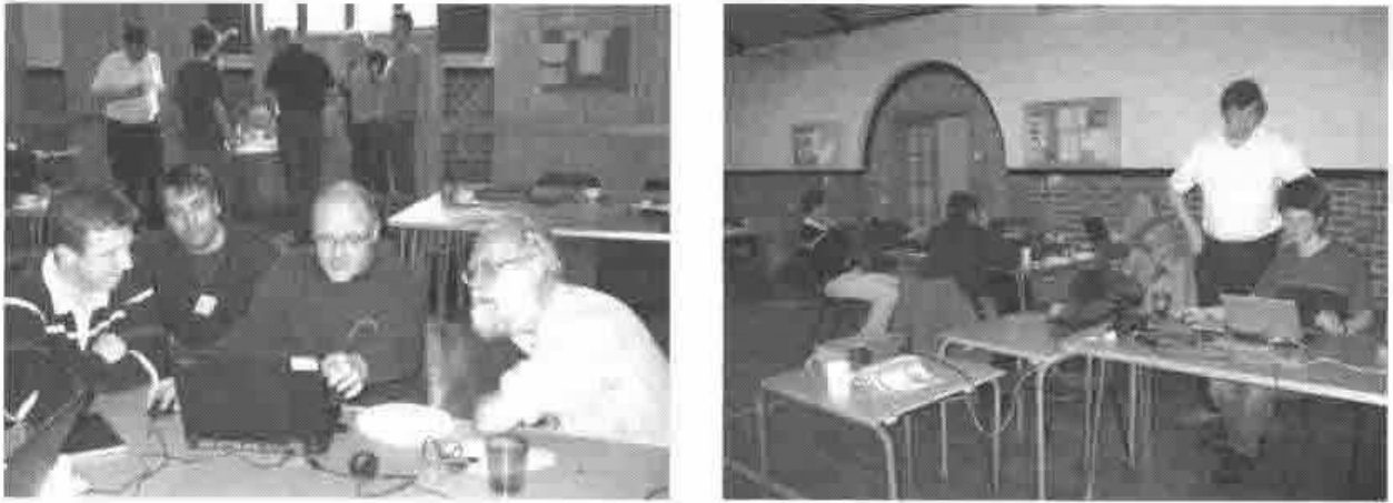 Two views of the moot in the village hall