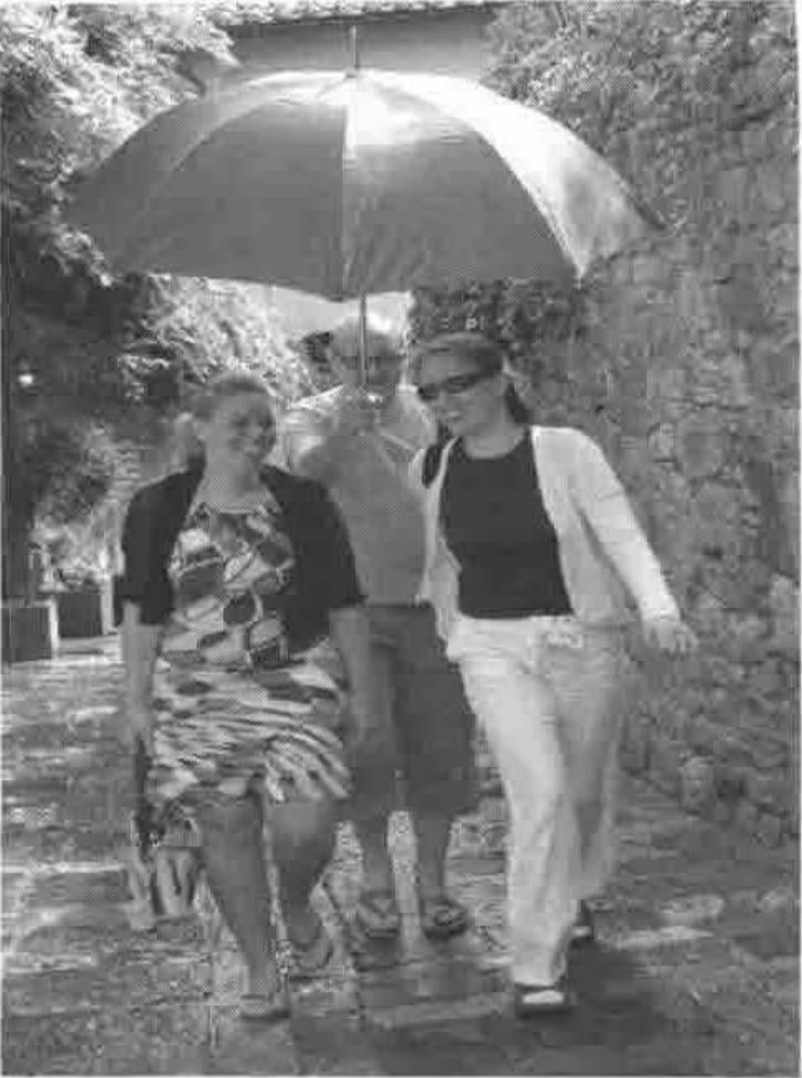 Girls in the Rain in Tuscany