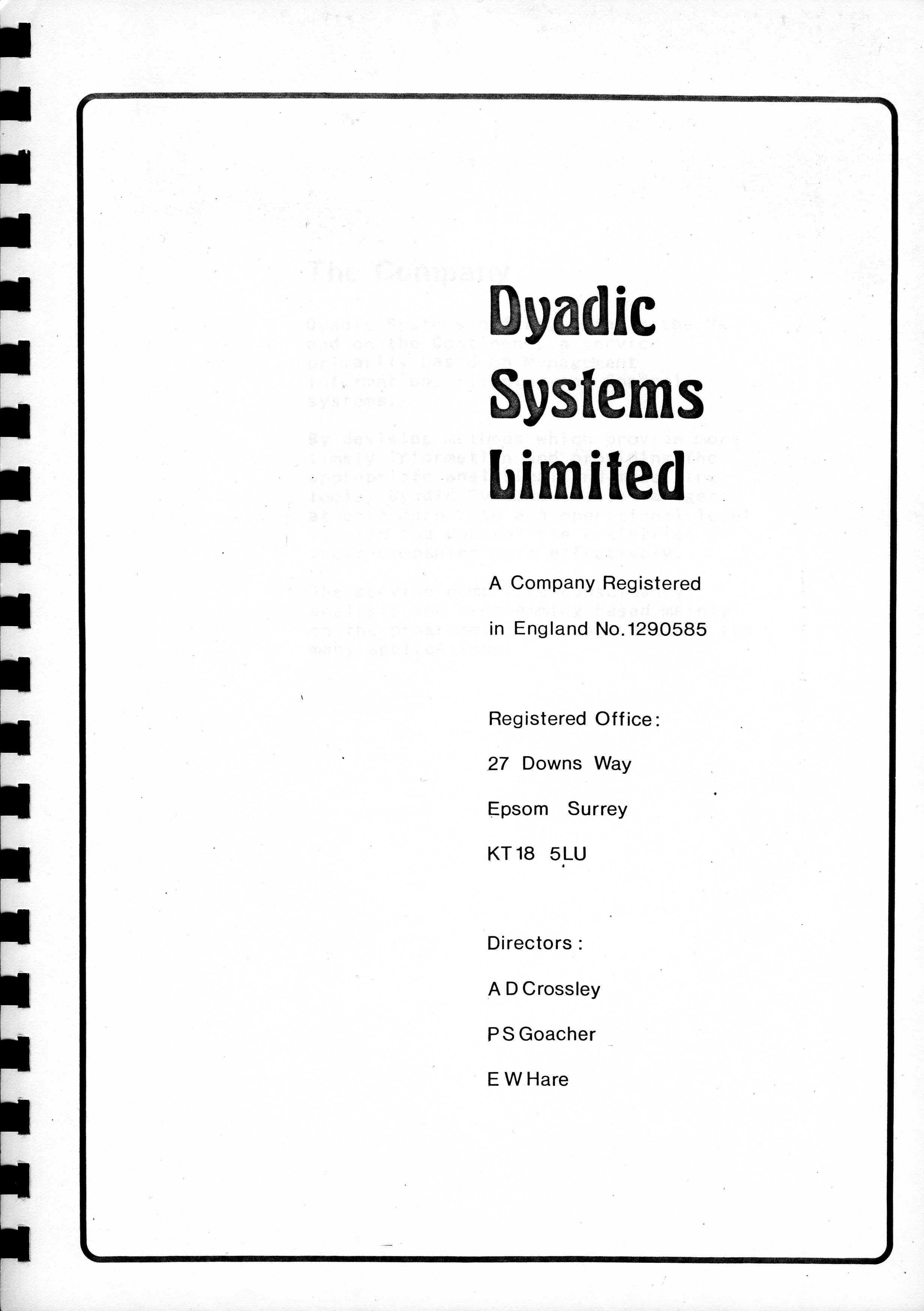 Dyadic Systems Ltd corporate brochure