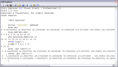 Figure 15: myscript.apl in session