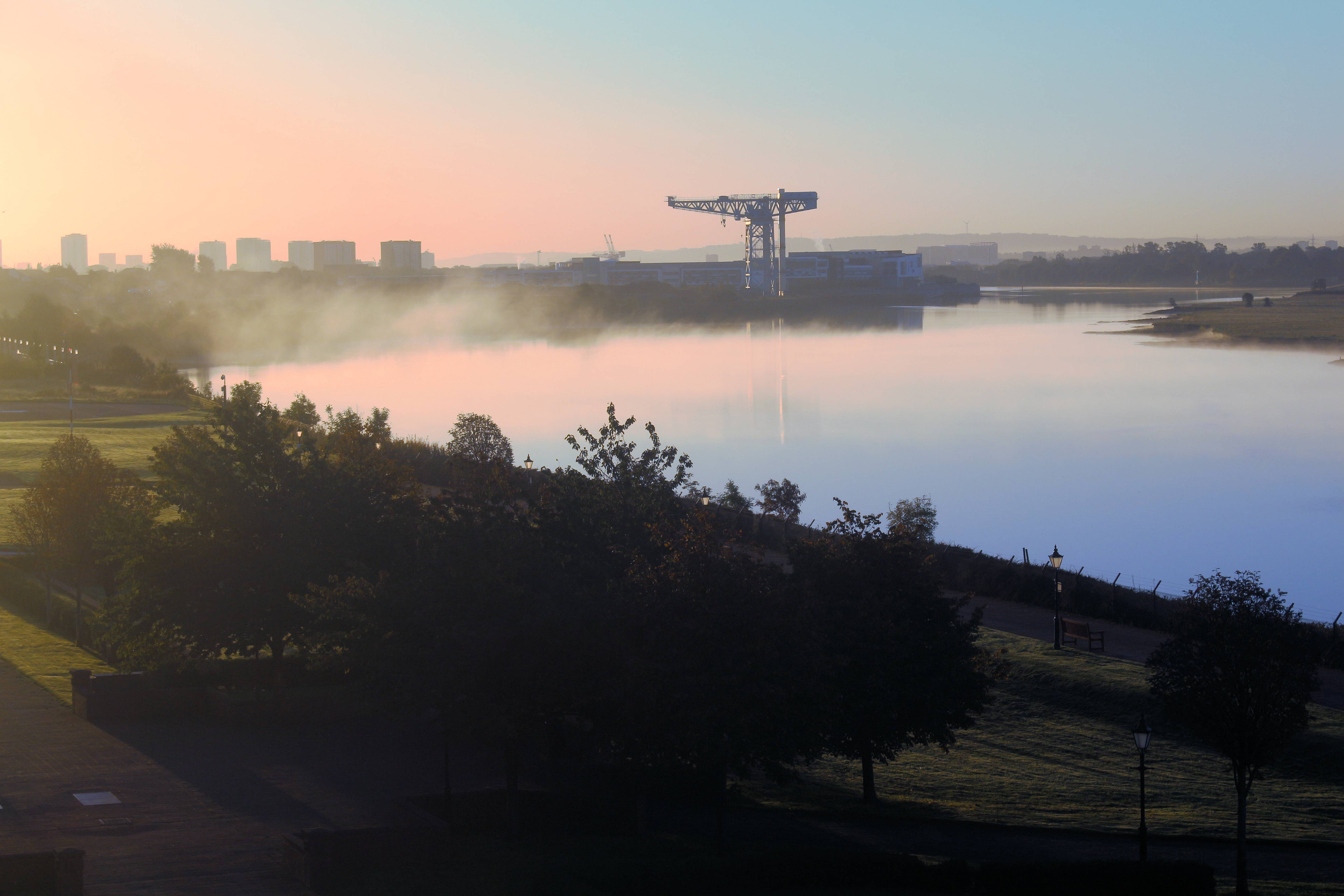 Morning mist on the Clyde as seen from the hotel.