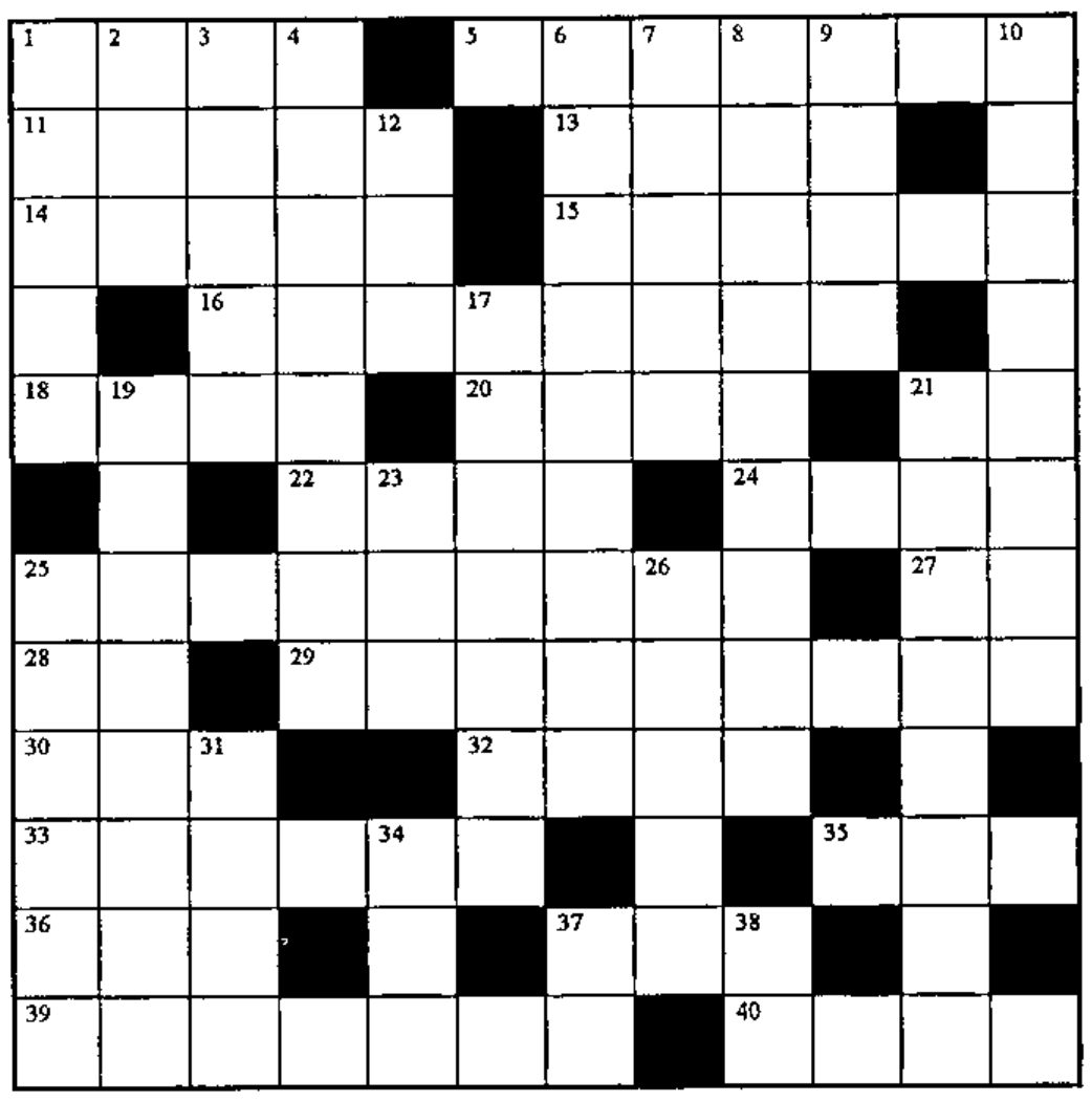 The empty 12 by 12 crossword grid, numbered 1 to 40