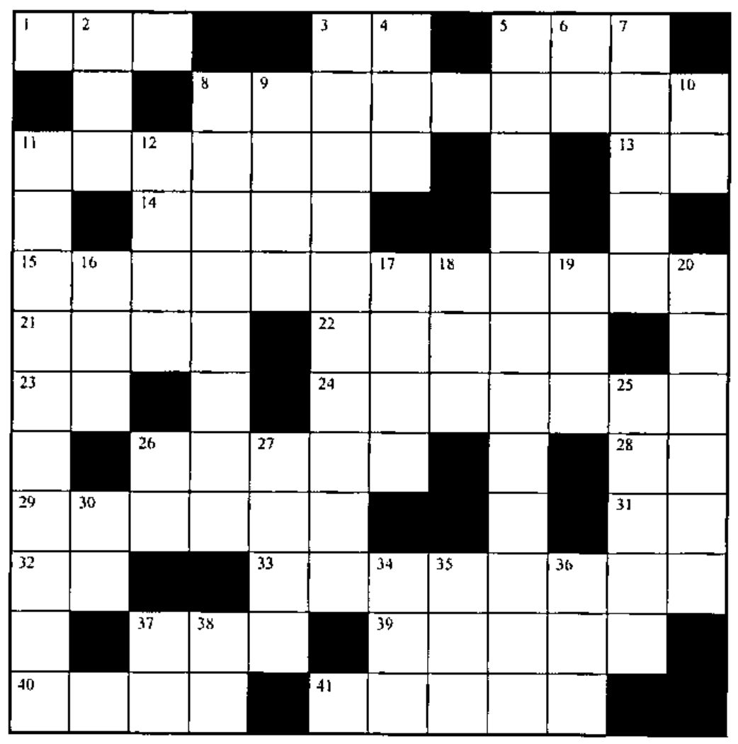The empty 12 by 12 crossword grid, numbered 1 to 41