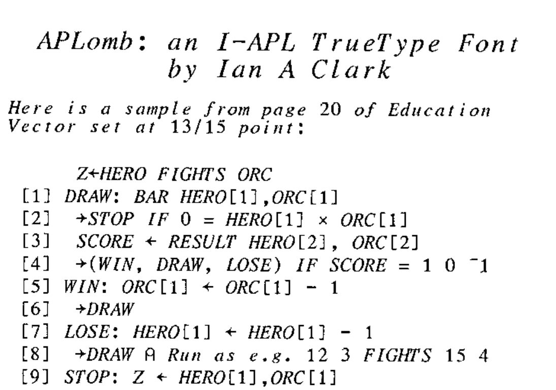 APLomb: an I-APL TrueType Font, by Ian A Clark: a sample from page 20 of Education Vector set at 13/15 point
